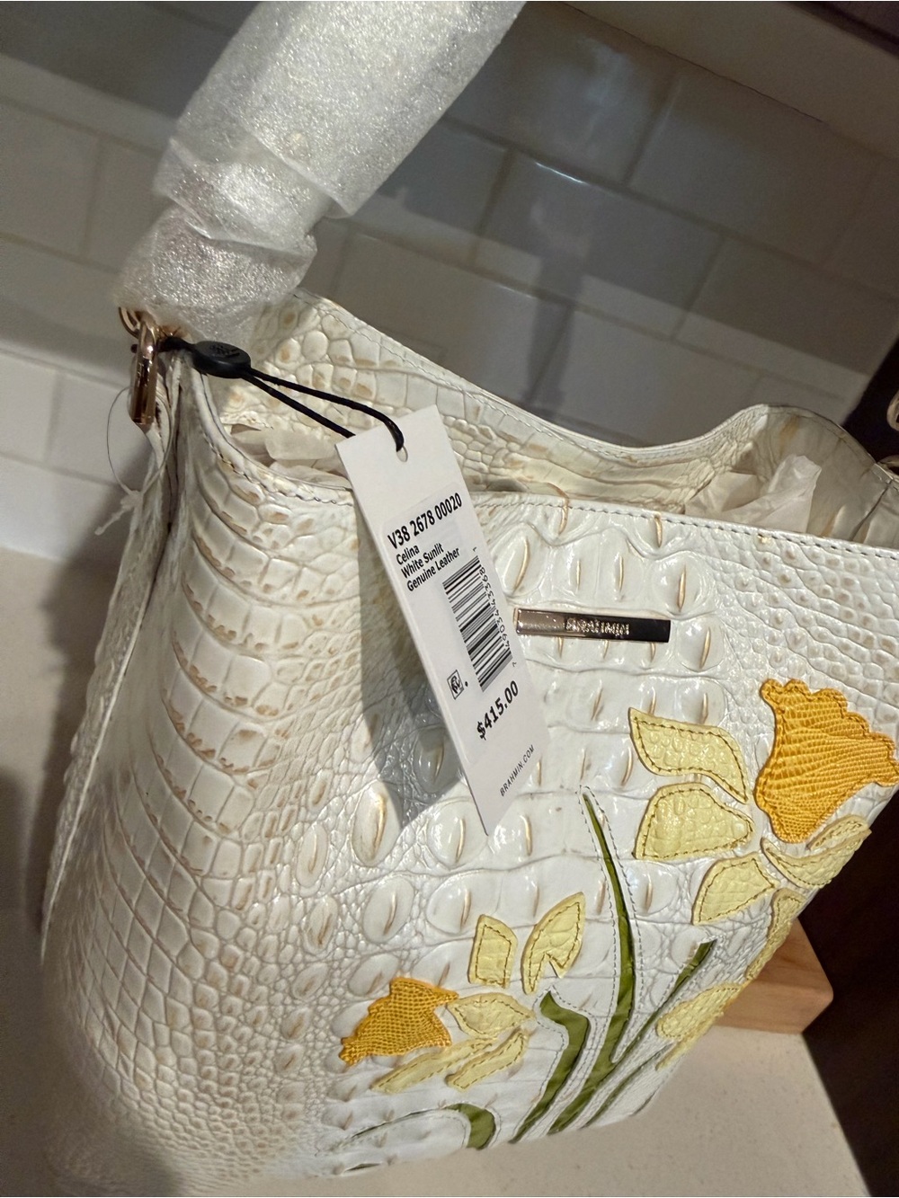 Brahmin Celina Bucket Bag in White Sunlit - Picture 5 of 16